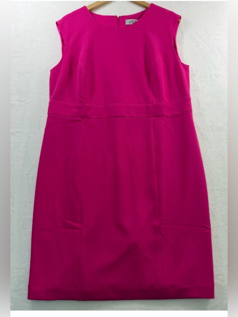 Women's Kasper Square Collar Stretch Crepe Dress 18W Pink Perfection NWT